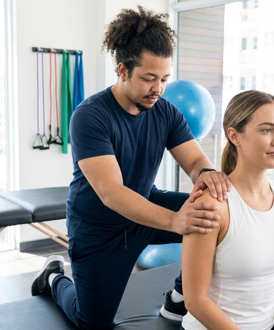 Columbus physical therapist providing one-on-one manual therapy treatment for athletic performance and injury recovery